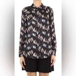 Diane Von Furstenberg Black and White Abstract Shirt